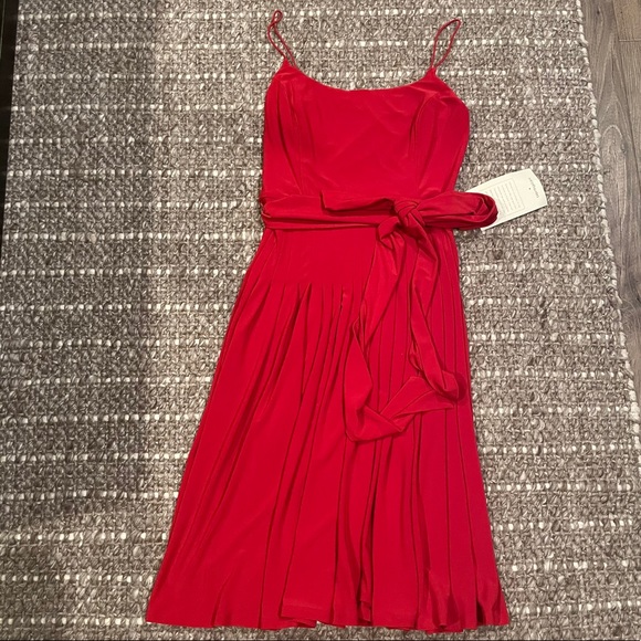 NWT Ralph Lauren Red Pleated Spaghetti Strap Dress - Picture 2 of 5